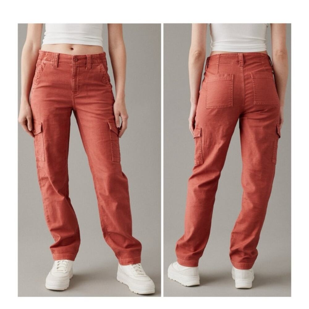 American Eagle AE Stretch Cargo Straight Pant 12 LONG Orange